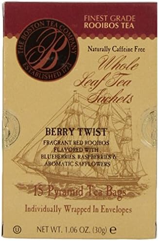 Boston Tea Co. Finest Grade Whole Leaf Berry Medley Black Tea Pyramid Sachets, 15 Count (3 Pack)