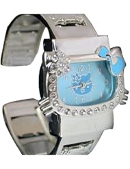 Lady Blue Adorable Hello Kitty Wrist Quartz Watch Bangle Bracelet Gift