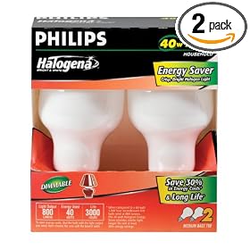 Philips 40-Watt T60 Halogena Energy Saver Light Bulb, 2 Pack by Philips