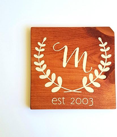 Personalized wood sign, Wedding gift for couple, 9x9 inches, Custom initial wood sign