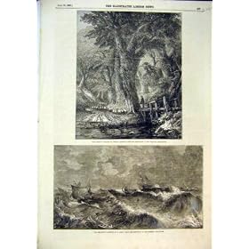 1856 Hommes Orageux de Peinture de Moutons de Ruisseau de Bateau de Scape de Mer