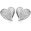 Sterling Silver Cubic Zirconia Pave Heart Earrings