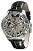 Emporio Armani Meccanico Skeleton Gents Round Case Black Dial Black Leather Strap Watch