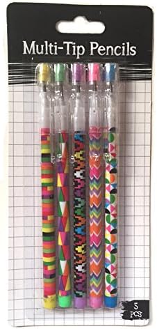 Pink Chevron School Supply Set - Scissors, Pencils, Ballpoint Pens, Sharpener, and Sticky Note Set