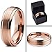 Tungsten Wedding Band Ring 6mm for Men Women Comfort Fit 18K Rose Gold Plated Beveled Edge Brushed Polished Lifetime Guarantee