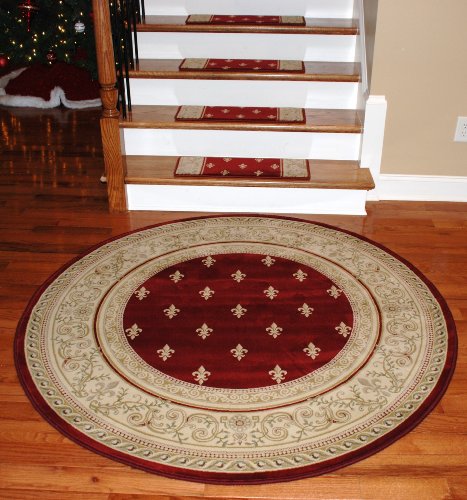 Premium Carpet Stair Treads - Regal Red - Plus a Matching 5 3 Round Landing Rug