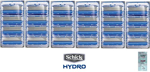 Schick Hydro5 Refill Blade Cartridges, 24 Count (6 Packs of 4) (Unboxed) (Pack of 4 w/ Free Loving Care Conditioner Packette