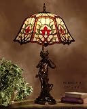 Palm Leaf Tiffany Table Lamp Boy-violin Base