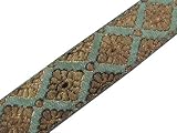 from indianbeautifulart 4.5 Y Green Metallic Bronze Jacquard Border Ribbon Trim Free Shipping