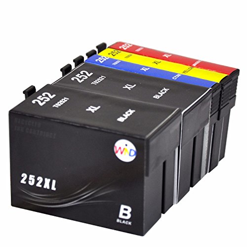 WIND ? 5 Pack 252 T252 XL High Capacity ( 2 Black, 1 Cyan, 1 Magenta, 1 Yellow) Work For Epson WorkForce WF-3620 WF-3640 WF-7110 WF-7610 WF-7620 WorkForce Pro WF-5190 WF-5620 WF-5690 Printer