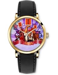 SPRAWL Aanalog Fashion Series Gold Ladies Watches of Genuine Black Leather Strap,Unique Wrist Watch for Women Girls Designed with Victory in battle