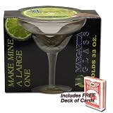 XL Margarita Glass Holds 33 oz - Plus FREE Deck of Cards