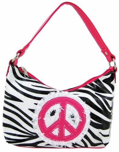 Zebra Print Peace Sign Pink Trim