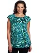 AK Anne Klein Womens Abstract Petal Flutter Sleeve Blouse