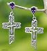 Amethyst earrings, 'Floral Cross'