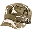 Summer Cotton Cyrstals Hot Fix Camo Cadet Hat Cap Gray