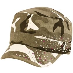 Summer Cotton Cyrstals Hot Fix Camo Cadet Hat Cap Gray