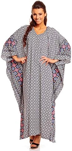 New Ladies Plus Size Full Length Hooded Tribal Print Kaftan Dubai Abaya