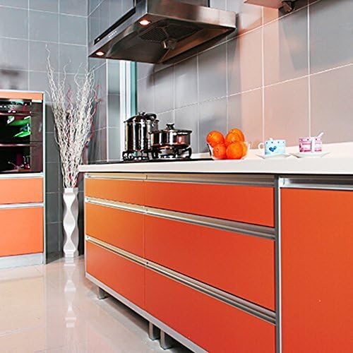 iHappy Gloss Self Adhesive PVC Kitchen Cupboard Door Cover Drawer Wardrobe Shelf Liner,24x98 Inch,Orange by Happyness2014