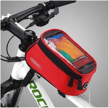 SLLY Mobile Phone Screen Touch Bike Bag Ride Bicycle Packet Pouch with Headphone Red