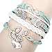 W Wild Wind (TM Christmas Unique Sliver Couple Owl Braided Refreshing Color Leather Bracelet
