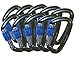 Big Wall Traverse - UIAA Certified 25kn Aluminum Carabiners - Screw Lock, Straight Gate or Bent Gate - Grey with Blue Screw Lock (10 Pack)