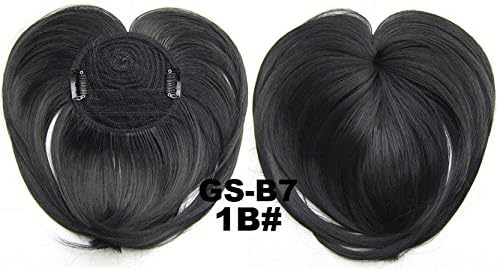 Beauty Wig World Girl's One Piece Hair Extensions Fashion Front Fringe Bangs/fringes Clip In On (#1B Black)