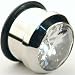 Single Stainless Steel Single Flared Faceted Gem Plug: 2g, 5/16 wearable length, Clear Gem