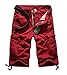 Lega Mens Summer Loose Fit Twill Multi Pocket Cargo Shorts(Red/38)
