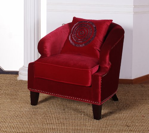 730 Contessa Red Club Chair With Nailhead Accents