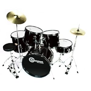 New Drum Set Black 5 Piece Complete