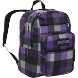 JanSport Classics Series Big Student Backpack (Grey Tar/Purple Slick Parson Plaid)