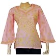 Comfort Clothes Womens Short Sleeve Top Kurti India Wear Chikan Embroidery Size M (ctop448)