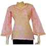 Comfort Clothes Womens Short Sleeve Top Kurti India Wear Chikan Embroidery Size M (ctop448)