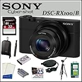 Sony DSC-RX100 DSCRX100 20.2 MP Exmor CMOS Sensor Digital Camera with 3.6x Zoom + 32GB Class 10 Memory Card + Sony Soft Carry Case + Lens Pen Cleaning Tool + 25 Free Prints + Zeikos Deluxe Screen Protector + Accessory Kit