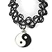 Aokdis Tattoo Yin Yang Choker Necklace Stretch Double Layer Black Retro Henna Vintage