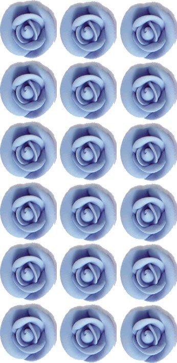 Roses Cake Decorations - Blue Colored Rose Shaped Edible Hard Sugar Decorations (18 pcs) by Birthday Cakes