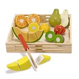 Melissa & Doug Deluxe Wooden Cutting Fruit Crate