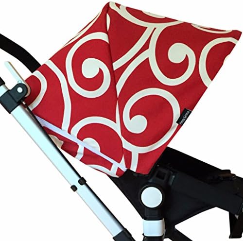 emaSema "Red Swirls" Replacement Hood for Bugaboo Stroller, Cameleon/ Cameleon3