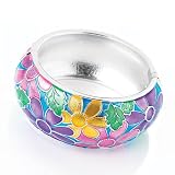 Floral Pattern Hinged Fashion Bangle Multi