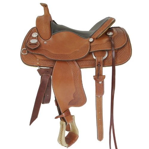 16 Chestnut Basket Stamped Cowhorse Working Saddle by Crates 4533