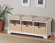 White Storage Bench w/Baskets & Cushions