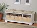 White finish wood country style bedroom hall bench with storage baskets