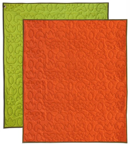notNeutral Season Throw Quilt Reversible, Persimmon/Green/Sable, 50-Inch by 60-Inch