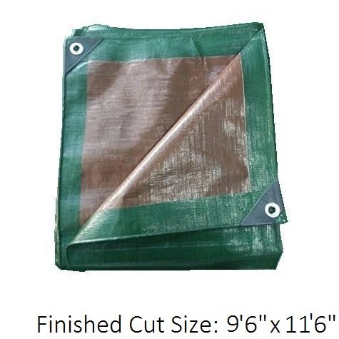 Premium Heavy Duty Multi-Purpose Waterproof Poly Tarp Cover, Reversible, Green and Brown, 10 ft x 12 ft