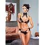 Stretch Lace Trim Sleepwear Open Cup Bra Top and Matching Thong 4253