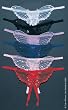 Sheer Butterfly Applique Crotchless Panty With Pearl And Sequined Details