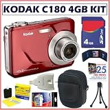 Kodak Easyshare C180 10MP Digital Camera in Red + 4GB Deluxe Accessory Kit