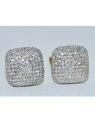 1ct Diamond Stud Earrings XL Cubes cushion Shape Square 10mm 10k Yellow Gold