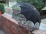 Black full Battenburg Lace Umbrella/Sun Parasol
